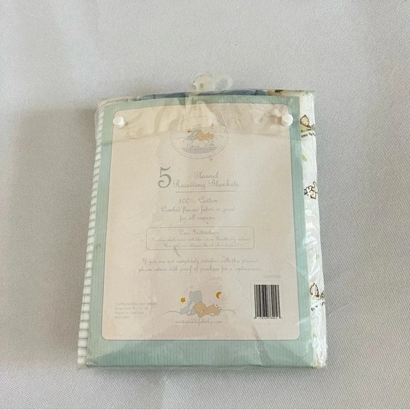 Vintage Rene Rofe Baby 5 Flannel receiving Blankets Blue Multi Bear Print - Picture 2 of 8